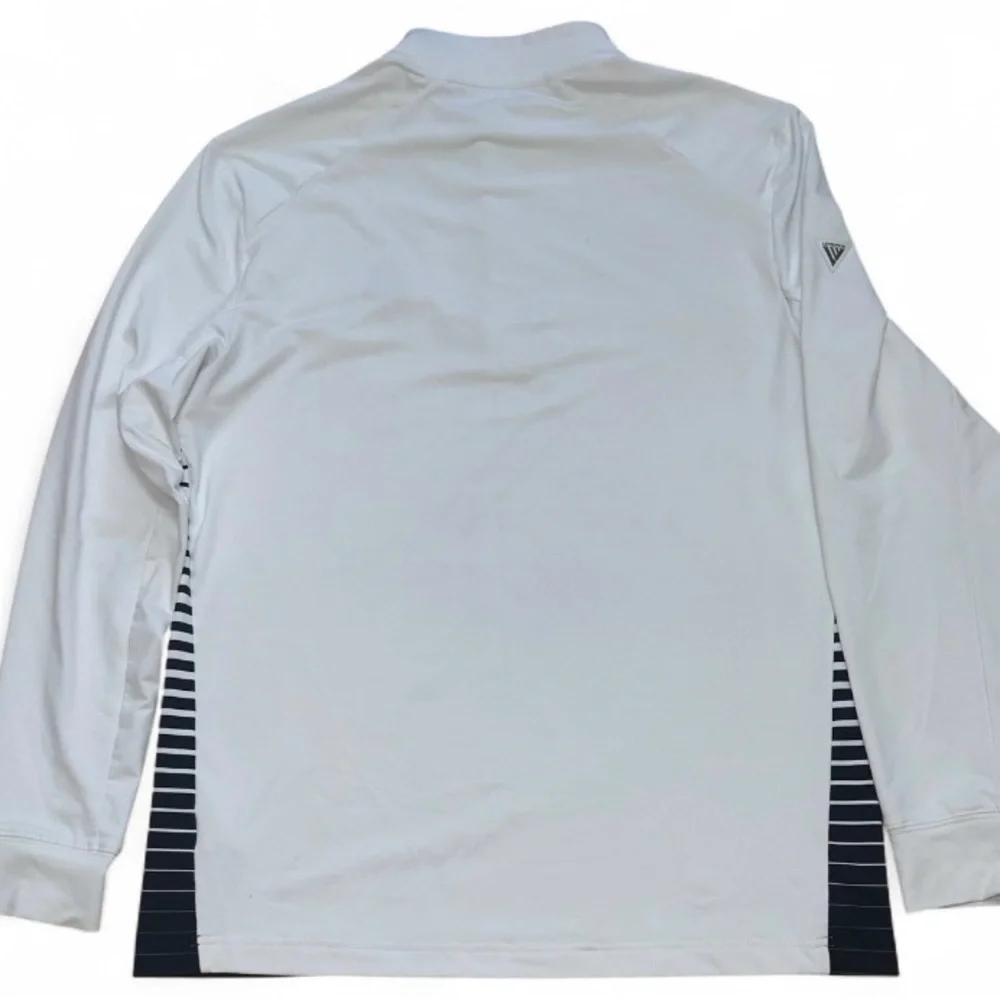 Levelwear‎ White and Black Striped Quarter-Zip Pullover Medium